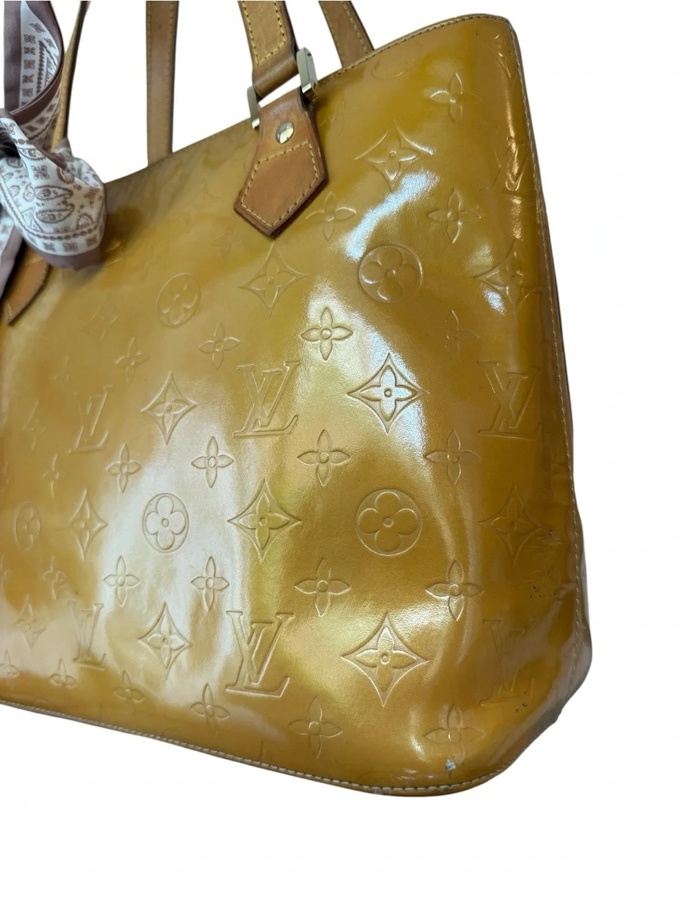 Louis Vuitton Vintage Yellow Vernis Houston Patent Leather Tote